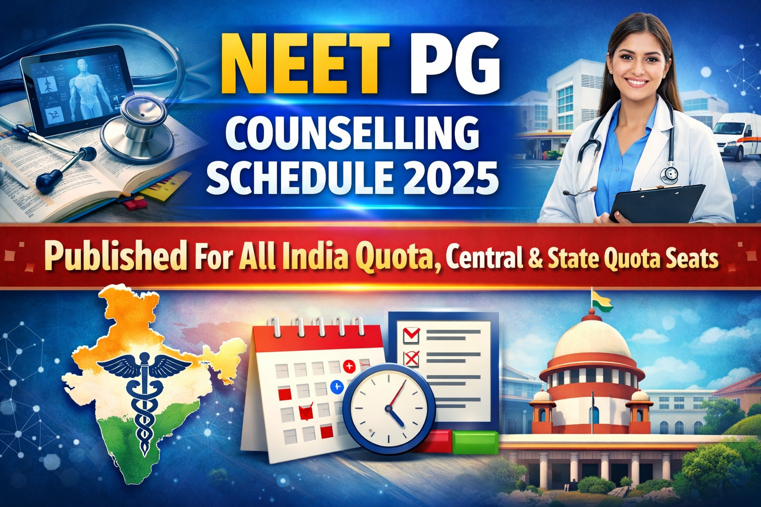 NEET PG Counselling Schedule 2025 Published For All India Quota, Central & State Quota Seats